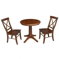 International Concepts 3-Piece Dining Set with 30" Round Pedestal Table and 2 Cross Back Chairs, Espresso