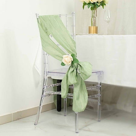 

BalsaCircle 5 Sage Green Accordion Crinkle Taffeta Chair Sashes Wedding