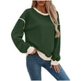 thumbnail image 2 of SYMOID Womens Green Sweatshirt, Nylon Spandex Soft Stretch Loose Fit Crew Neck w/ Contrast Trim for Daily Casual Wear,Size XL, 2 of 9
