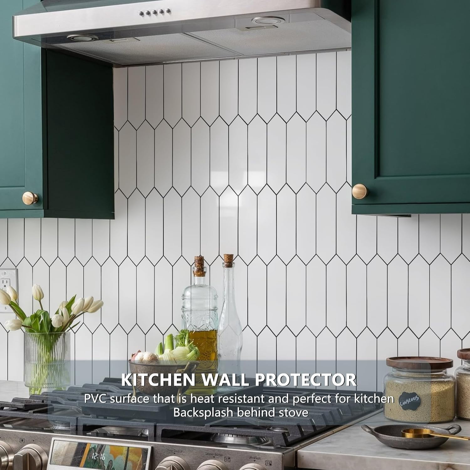 Glossy Dolomite White Backsplash Peel And Stick  12.8 X 12.8 Inch 10 Sheets Long Hexagon Pvc Self Adhesive Mosaic Wall Tiles On For Kitchen Bathroom