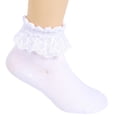 thumbnail image 4 of Sewkxo Women Lace Ankle Socks Ruffle Frilly Cotton Socks Trim Double Layer Lace Girl socks,White XXS, 4 of 8
