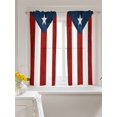 thumbnail image 3 of Puerto Rico Flag Curtains 54 Inch Length,Sheer Curtains for Bedroom Living Room Window Palm Leaf Botanical Red Striped Blue Star Rod Pocket Drapes Kitchen Curtains Small Half Window 52"x54" 2 Panels, 3 of 7