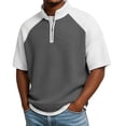 thumbnail image 3 of Men's Stand Collar T-Shirt, Sports Zipper Top Quick Dry Breathable, Short Sleeve Half Zip Athletic Fit, Moisture Wicking Stretch Fabric, Casual Gym Workout Running Golf | Zenithor,Gray XL, 3 of 6
