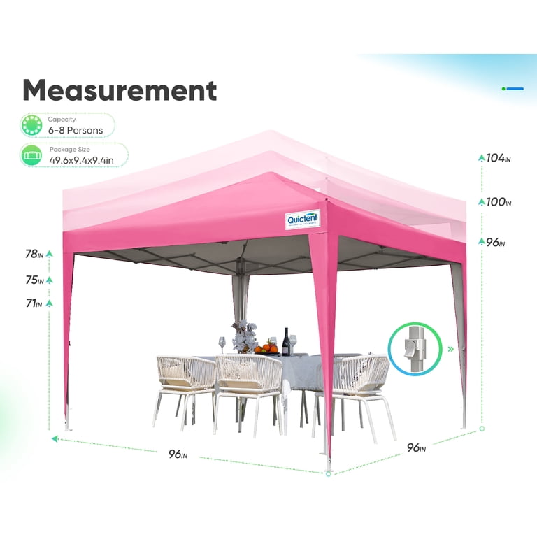 Quictent 8'x8' Pop Up Canopy Tent, Waterproof Sidewalls, Wheeled