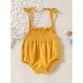 thumbnail image 2 of Chollius Newborn Baby Girl Halter Romper Waffle Knit Sleeveless Strap Bodysuit Pleated Backless Jumpsuit Summer Clothes, 2 of 9