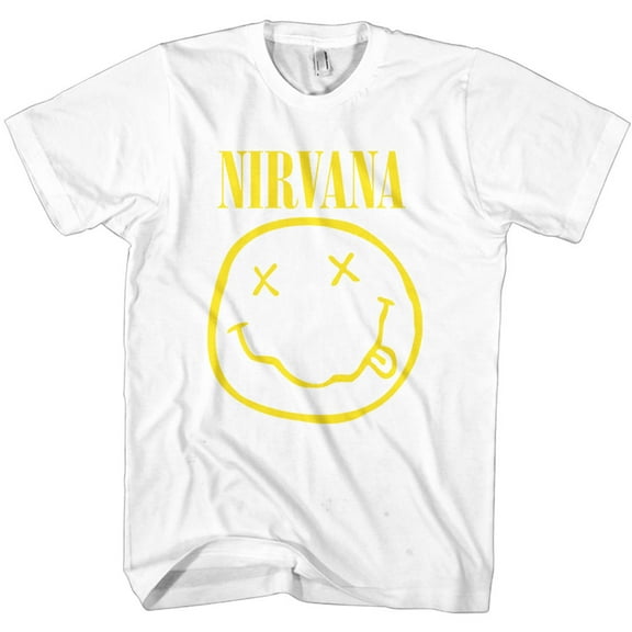Men's Nirvana Yellow Smiley Slim Fit T-shirt Small White