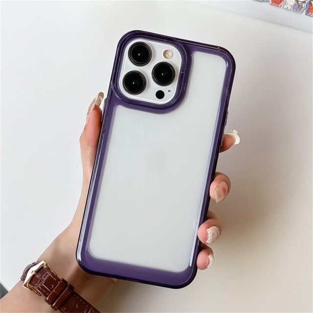 Funda de acrílico transparente HD para iPhone 14 13 12 11 Pro Max XR X XS 7 8Plus SE Mini lujo a prueba de golpes color gelatina suave marco duro cubierta Tan Jianjun unisex