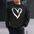 thumbnail image 2 of Hxshgdsn Mens Valentine Sweatshirts Heart Printed Pullover Trendy Graphic Crew Neck Shirt Funny Holiday Black 1 S, 2 of 6