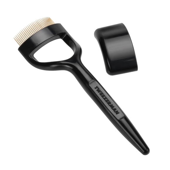 Tweezerman Peine de pestañas para ojos redondos, combo de pestañas premium 60, negro