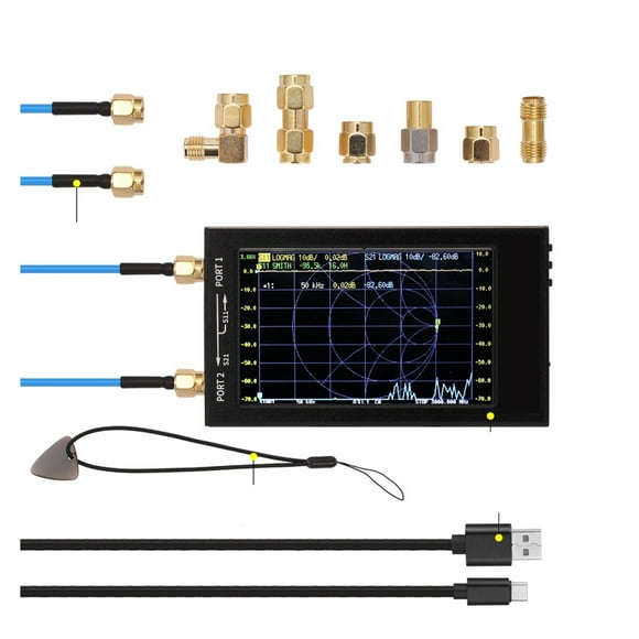 V2 Vector Network Analyzer Digital Nano VNA Tester MF HF VHF UHF USB Logic Antenna Analyzer Measuring S Parameters, Voltage Standing Wave Ratio ,Multiple Functions