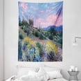 thumbnail image 1 of Cactus Tapestry, Sunset in a Mountain with Sun Beams Clouds Bushes and Colored Flowers Photo Print, Wall Hanging for Bedroom Living Room Dorm Decor, 60W X 80L Inches, Multicolor, by Ambesonne, 1 of 2