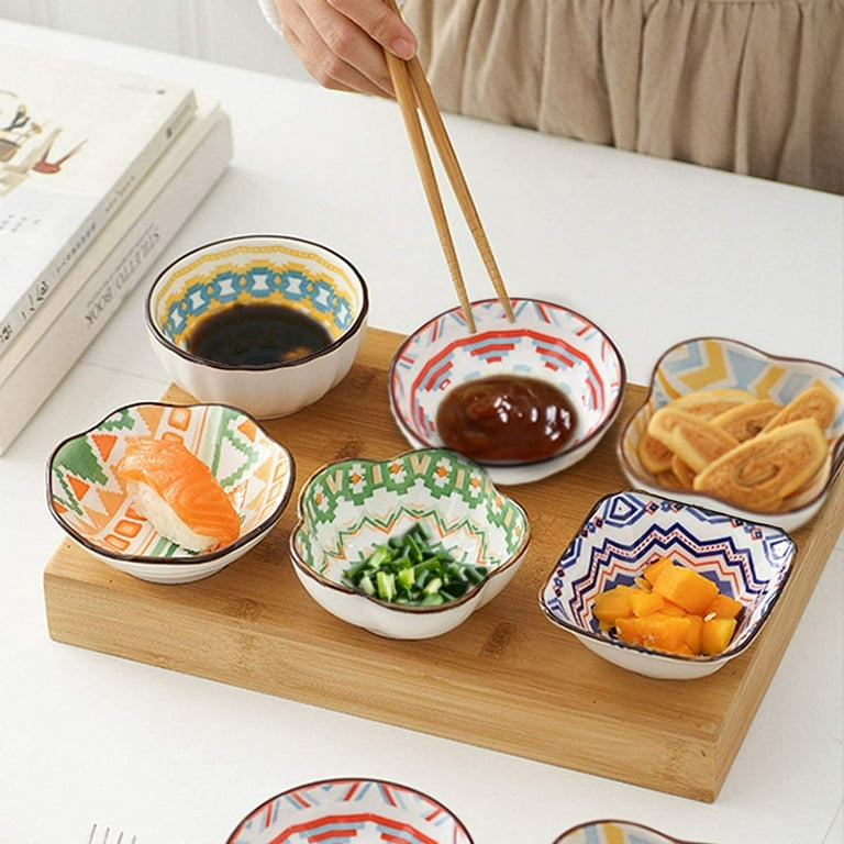 Japanese Kitchen Multi-functional Leaf-Style Ceramic Soy Sauce Dish 4-Piece Set Gift Box Packaging