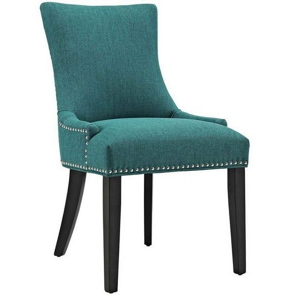 Modway Marquis 20.5" Solid Rubberwood and Fabric Dining Chair in Teal Blue