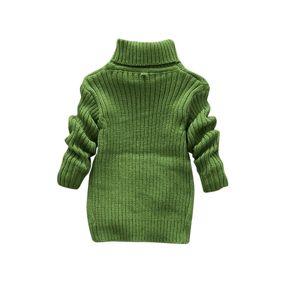Gubotare Little Girls Sweaters Winter Sweater Solid Color Turtleneck Knitted Top Stretch Shirt For Babys (Green,2-3 Years)