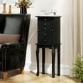 thumbnail image 2 of Gymax Armoire à Bijoux Miroir avec Miroir Rabattable et 4 Tiroirs, Noir, 2 of 9