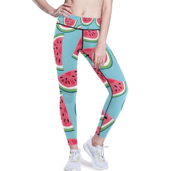 Ckdifva Watermelon Yoga Pants with Pockets for Women Workout Athletic Yoga Leggings