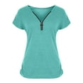 thumbnail image 4 of Pejock Women's Zip Short Sleeve Lightweight Sweatshirts Solid Hedging Blouses Shirts Tops Mint Green 3XL (US Size:14), 4 of 5