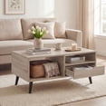 thumbnail image 5 of ELLEGNT Coffee Table with Storage Drawer and Open Shelves - Rustic Rectangle Center Table for Living Room, Natural, 5 of 9