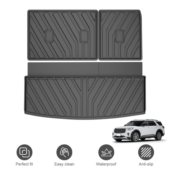 Cargo Liner & Backrest Mat for Ford Expedition 2018-2024 (Not for Max Models) Custom Fit All Weather TPE Trunk Mat