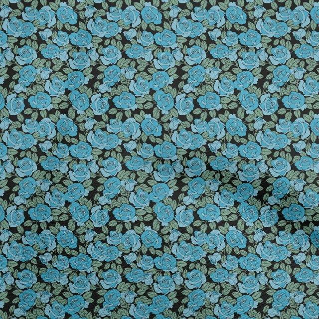 oneOone Rayon Turquoise Blue Fabric Florals Fabric For Sewing Printed Craft Fabric By The Yard 56 Inch Wide