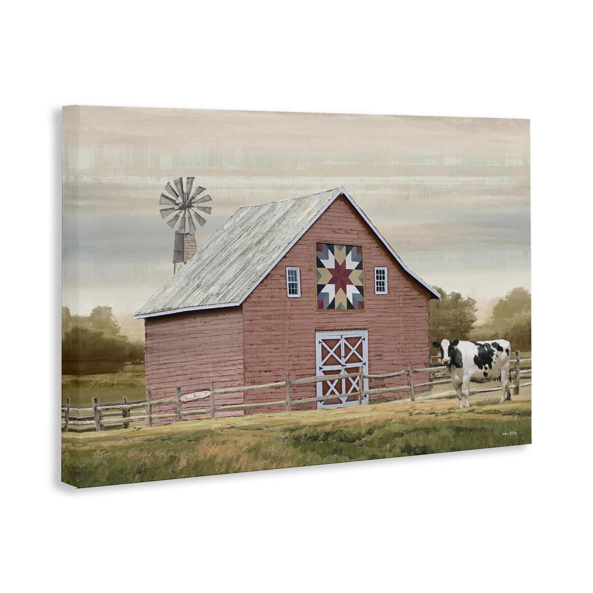 Stupell Industries Traditional Barn & Windmill Landscape & Nature Painting Wrapped Canvas Art Print Wall Art, 45 x 30