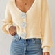 thumbnail image 1 of Suéter de cuello en V para mujer, cárdigan informal de moda con cuello en V y botones de manga larga, top de acrílico para mujer, 1 of 4