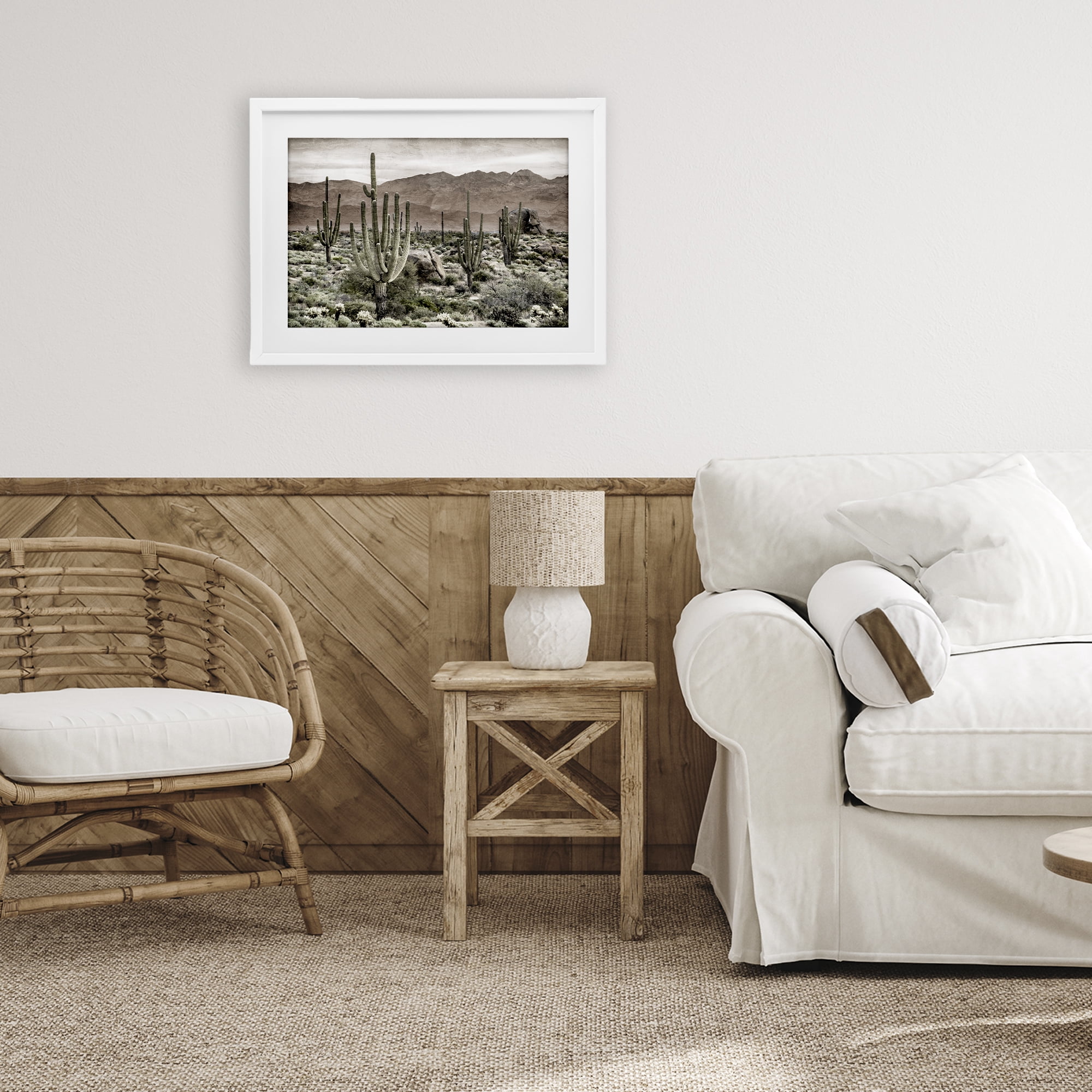 Stupell Industries Desert Land Cacti Wilderness White Framed Print Under Glass, design by Kim Allen