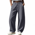 thumbnail image 5 of Womens Wide Leg Trousers Baeitkot Fashion Womens Casual Elastic Loose Straight Wide Leg Trousers with Pocket Pants Dark Gray L, 5 of 7