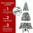 thumbnail image 4 of Round Head Snow Flocked Christmas Tree – 4ft/5ft/6ft/7ft Artificial Holiday Tree with Metal Stand，for Home Décor, 4 of 7