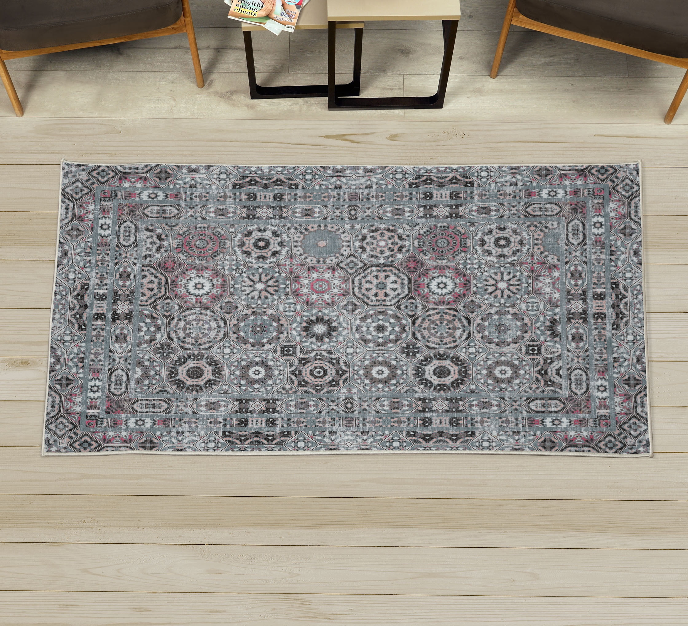 Ornament Pattern Rug Vintage Decorative Rug, Bohemian Inspired Mandala Look Floral Ornaments ...