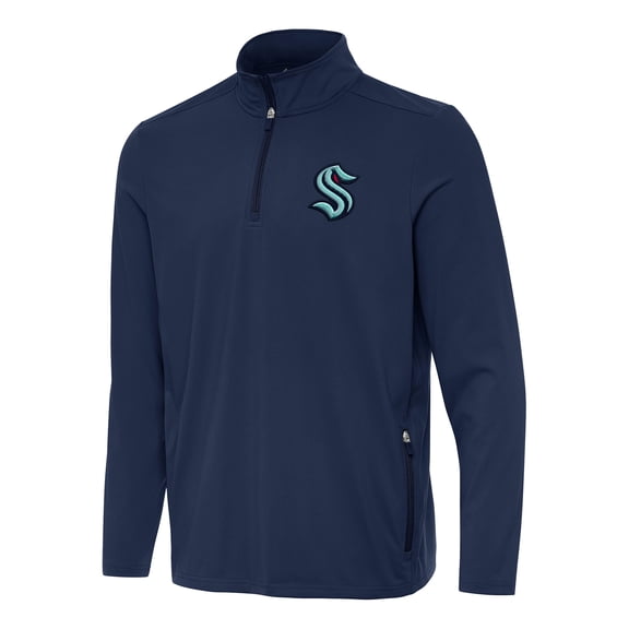 Men's Antigua  Navy Seattle Kraken Perilous Quarter-Zip Sweatshirt