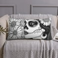 King Pillow Cases Standard Size Floral Sugar Skull Portrait 20x36in