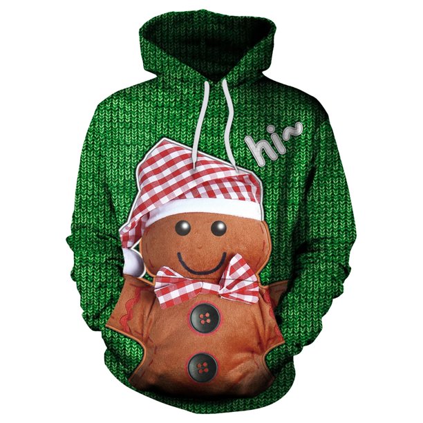 Sudadera con capucha de Navidad para hombre, suéter de manga larga con estampado 3D, ropa de calle con bolsillo, Unisex
