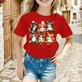 thumbnail image 2 of Toddler Girls Summer Tops Cute Cat Print Short Sleeve Tee Loose Fit Crewneck Casual Shirt Kids Breathable Clothing Red Size 2-4T, 2 of 5