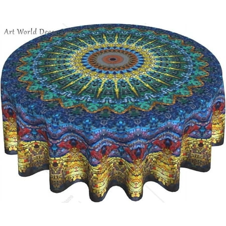 

Round Tablecloth 60In Mandala Polyester Table Cover Circular Table Covers for Round Table Dining/Table/Wedding/Restaurant/Party