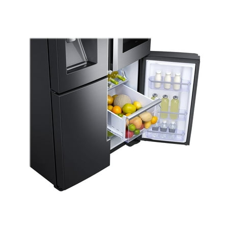 Samsung - Family Hub 22 Cu. Ft. 4-Door Flex French Door Counter-Depth Fingerprint Resistant Refrigerator - Black stainless steel