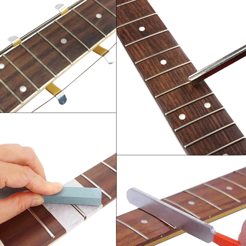 MOMOJIA 5 Pack Comprehensive Fret Work Tool Set Featuring String Distributor Sanding Courage Suitable for Guitar Low Ukulele