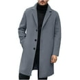 thumbnail image 2 of Men's Trench Coat Wool Blend Notched Collar Single Breasted Overcoat Business Casual Winter Jacket with Pockets for Christmas Holiday,Light Gray,XL, 2 of 5