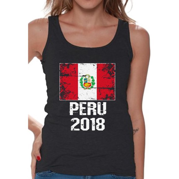 Awkward Styles Peru 2018 Football Tank Top for Women Peruvian Flag Soccer Tank