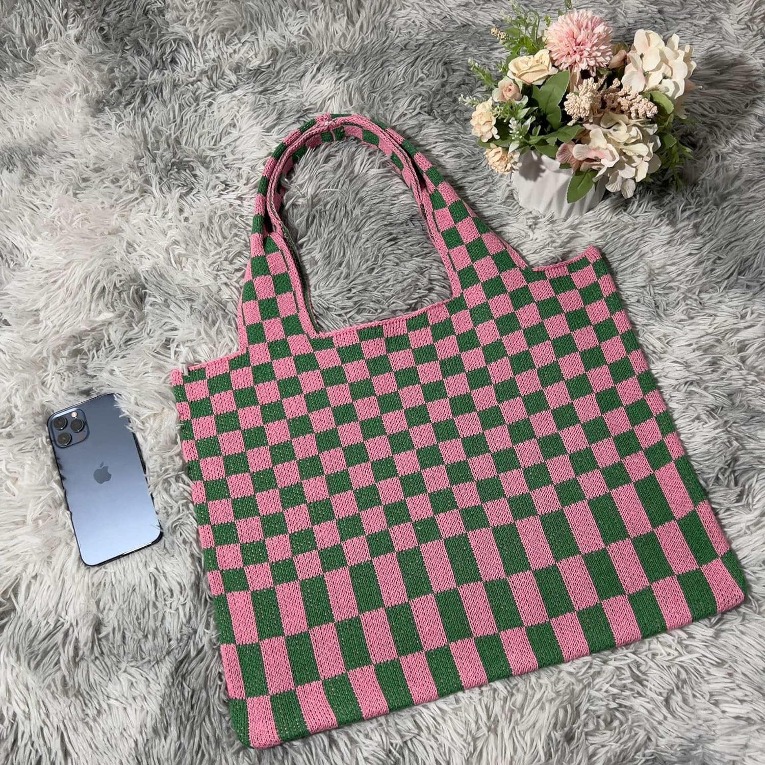 Kukuzhu Y2k Aesthetic Tote Bag Aesthetic Y2k Bag Crochet Tote Bag Aesthetic Tote Bags Aesthetic Y2k Purse