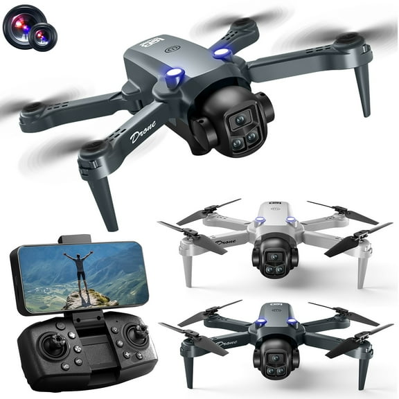PPgejGEK Foldable Drone with 1080P FPV Camera, WiFi Remote Control Quadcopter with Altitude Hold Headless Mode, 24.5x24.5x6cm/9.6x9.6x2.4in Toy Gift for Boys and Adults