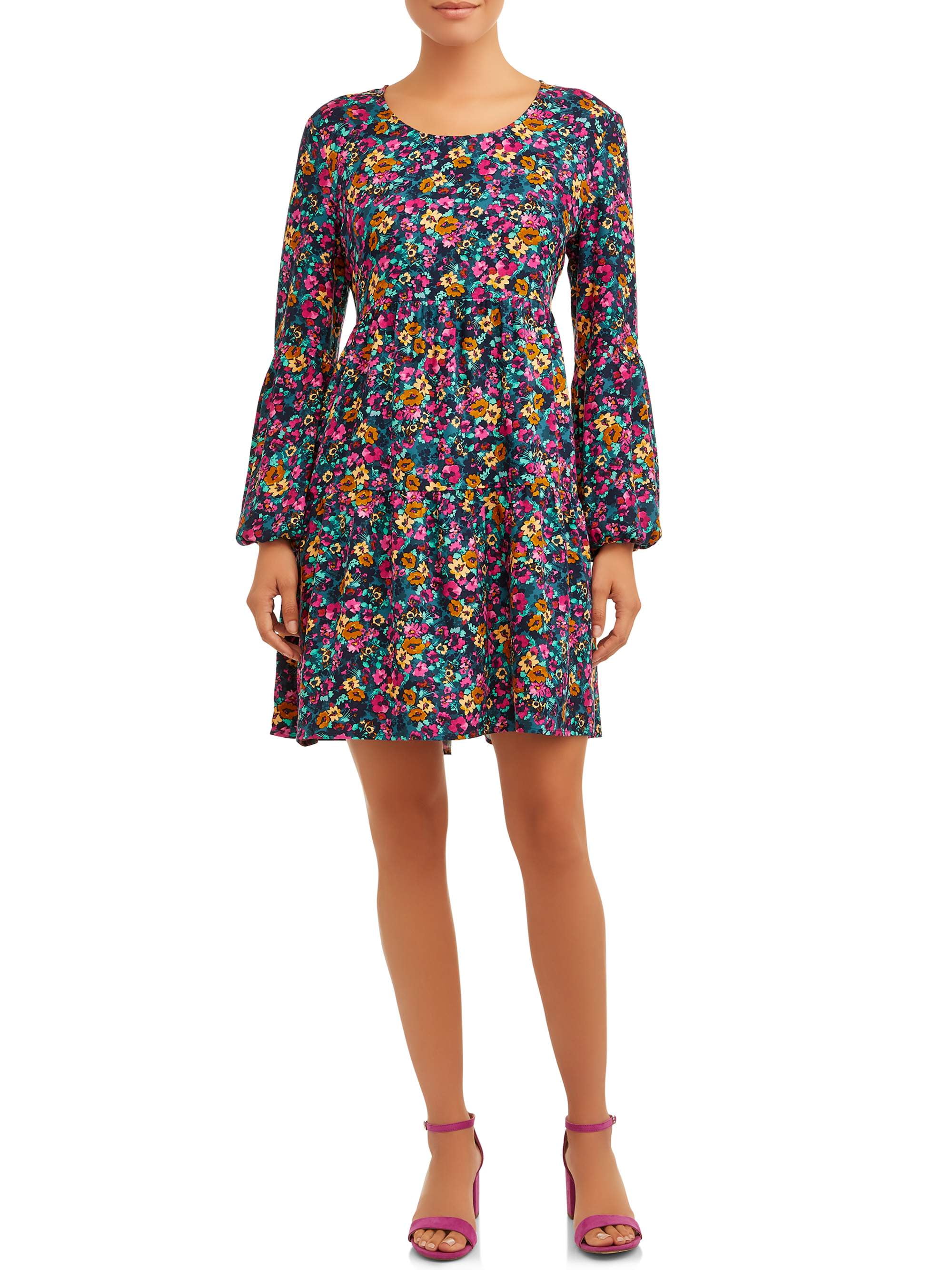 Time and Tru - Time and Tru Women's Tiered Peasant Dress - Walmart.com - Walmart.com