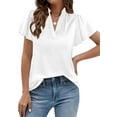 thumbnail image 4 of PRETTYGARDEN Women's Summer Blouses Dressy Casual Ruffle Cap Sleeve V Neck Business Work Trendy Cute Tops Spring Outfits, 4 of 10