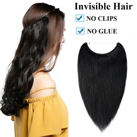 S Noilite 16 18 20 22 One Piece Straight Remy Human Hair Miracle Secret Invisible Wire Hair Extensions No Clip No Glue 1pcs Black 20 70g Walmart Com - one side black extension roblox