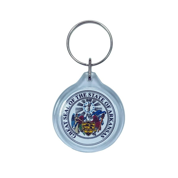 Round Acrylic Keychain - State Seal Arkansas - USA | Lightweight Travel Keepsake, Collectible Souvenir, Everyday Key Accessory