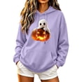 thumbnail image 2 of Molidfa Womens Glowing Pumpkin Hoodie Cute Ghost Halloween Graphic Oversized Top, 2 of 5