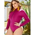 thumbnail image 4 of Women's Plus size Rashguard One Piece Swimsuit Zipper Surfing Shirt Sun Protection, 4 of 5