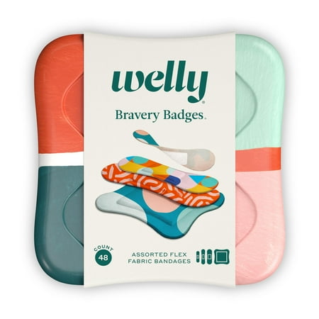 Welly Bravery Badges, Assorted Flex Fabric Bandages, Block Geo, 48 Ct