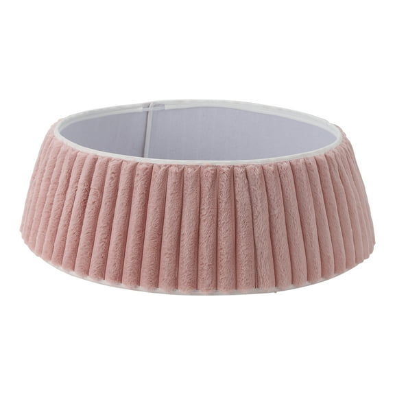 EcoSummer Luxury Pink Faux Fur Christmas Tree Collar – Soft Plush Tree Skirt with Stripe Design, Adjustable for 4–6 FT Trees, Elegant & Cozy Holiday Decor for Christmas and New Year