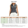 thumbnail image 6 of Women Turn Down Collar Tank Top V Neck Plain Color Middle Pleated Sleeveless Blouse Grey L, 6 of 6